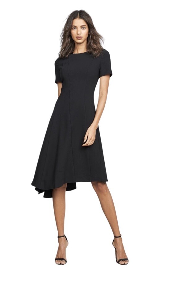 Black Halo Olcay Tailored Asymmetrical A-Line Dress Knee Length Black Sz 4