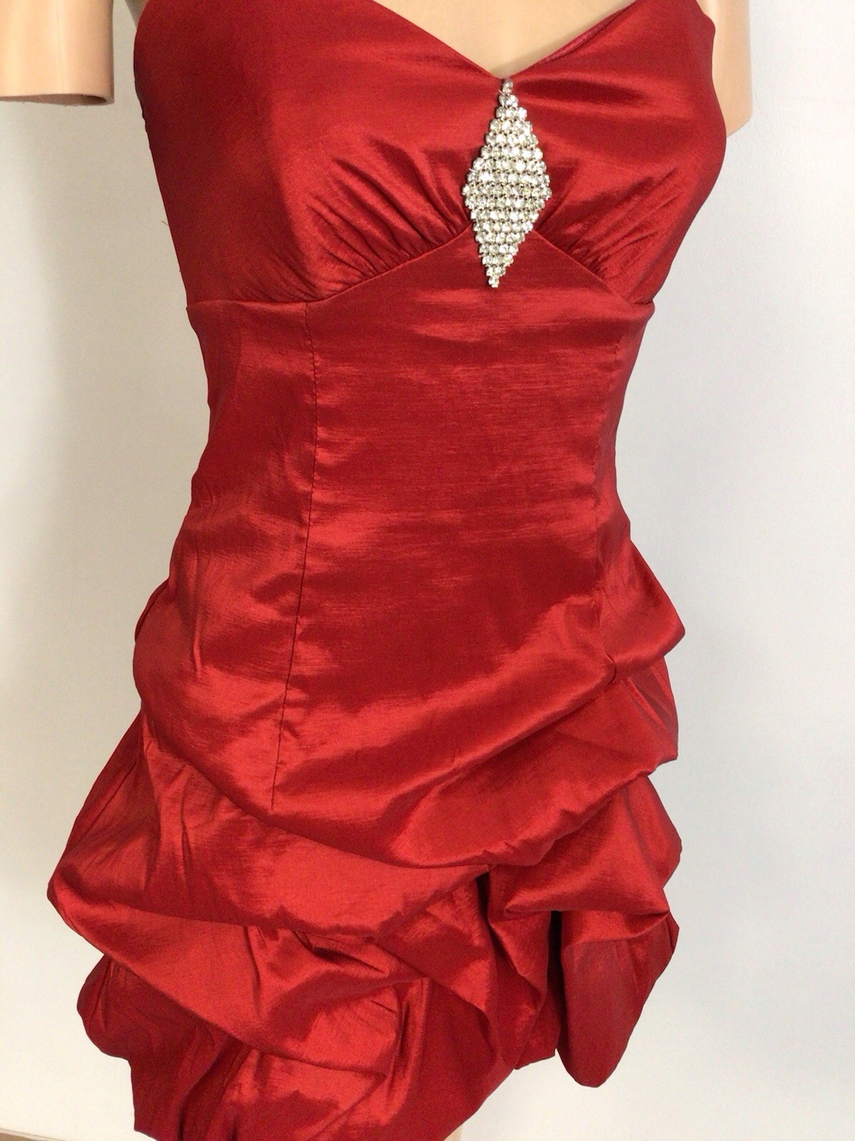 Gunne Sax for Jessica McClintock Red Cocktail Dress Strapless Party Womens 7