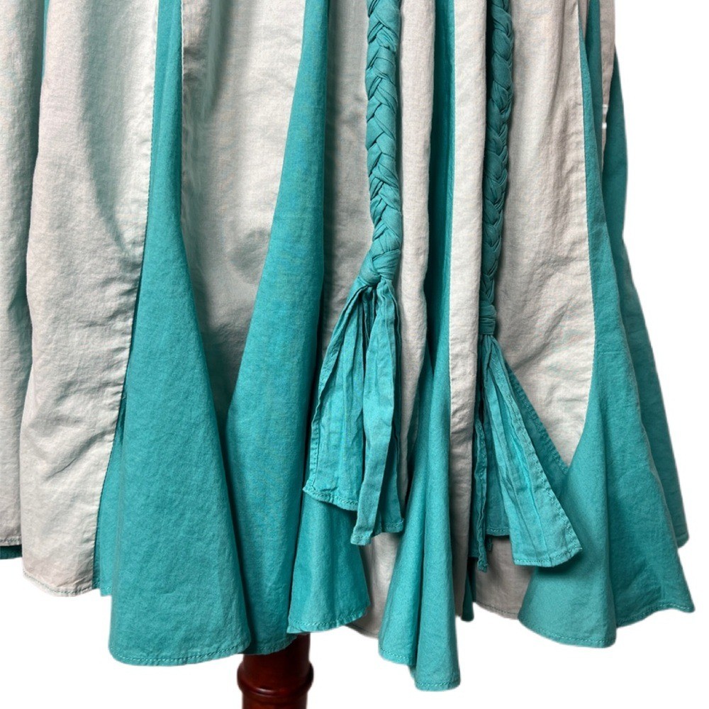 RHODE Women’s Size M Eggshell Blue Sleeveless Rope Tie Belt Pleated Mini Dress