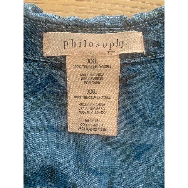 Philosophy Republic Blue Aztec Tencel Shirt Dress XXL Short Sleeve Pocket