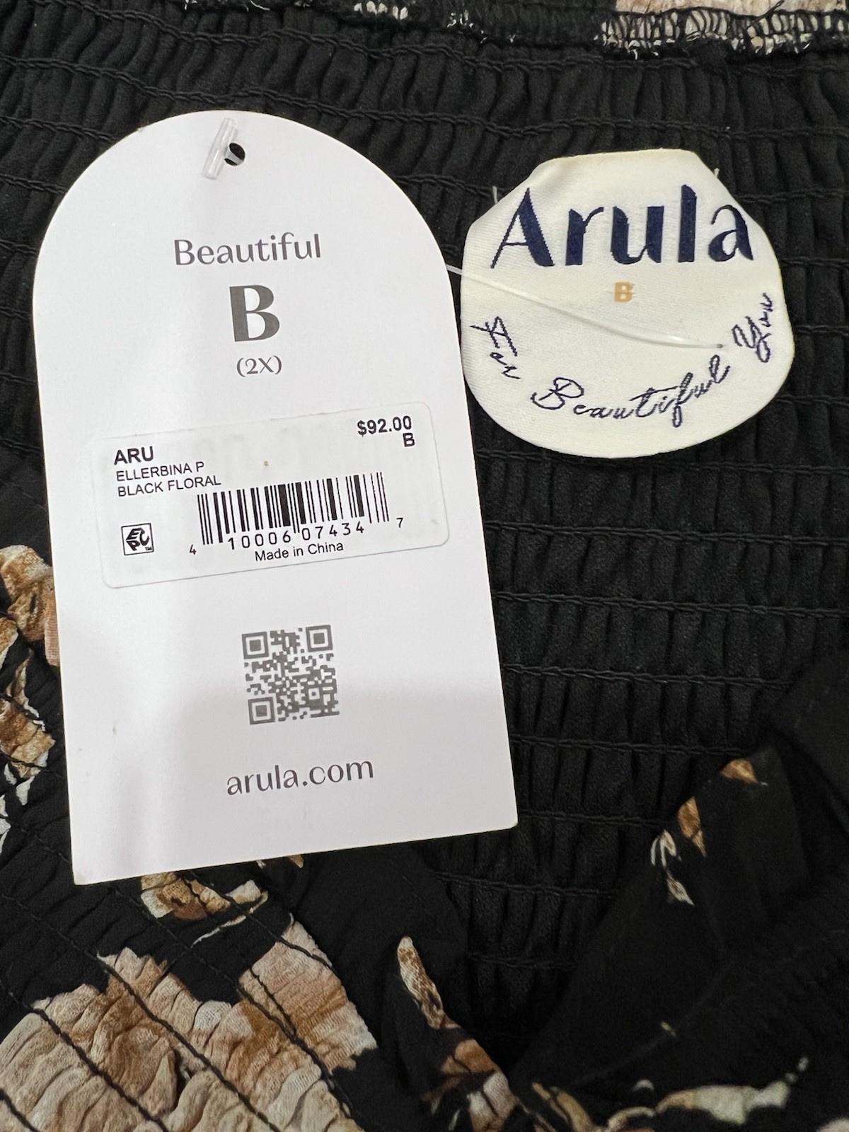 NWT Arula by Altar’d State Ellerbina Floral Tiered Mini Dress Size B 2X Black