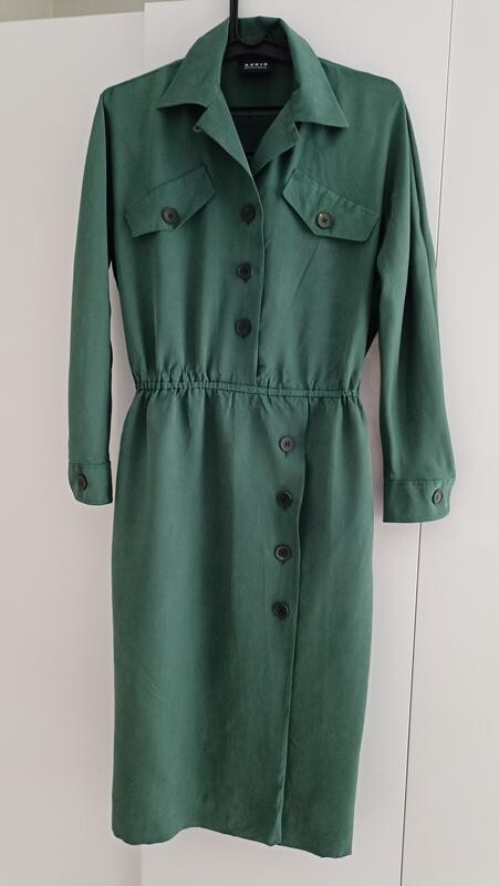 Akris Silk Crepe De Chine Midi Dress green US10 M-L