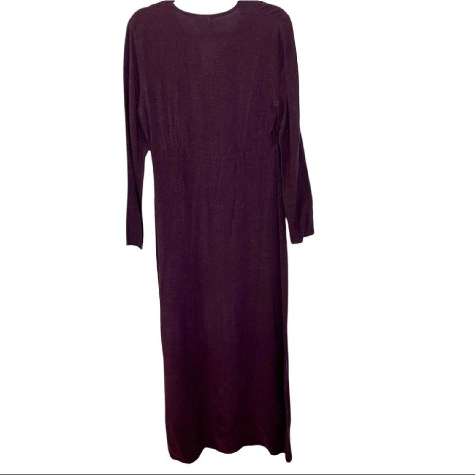 Ghost V-Neck Pintuck Maxi Dress Long Sleeve Deep Purple Black Dark Romantic M