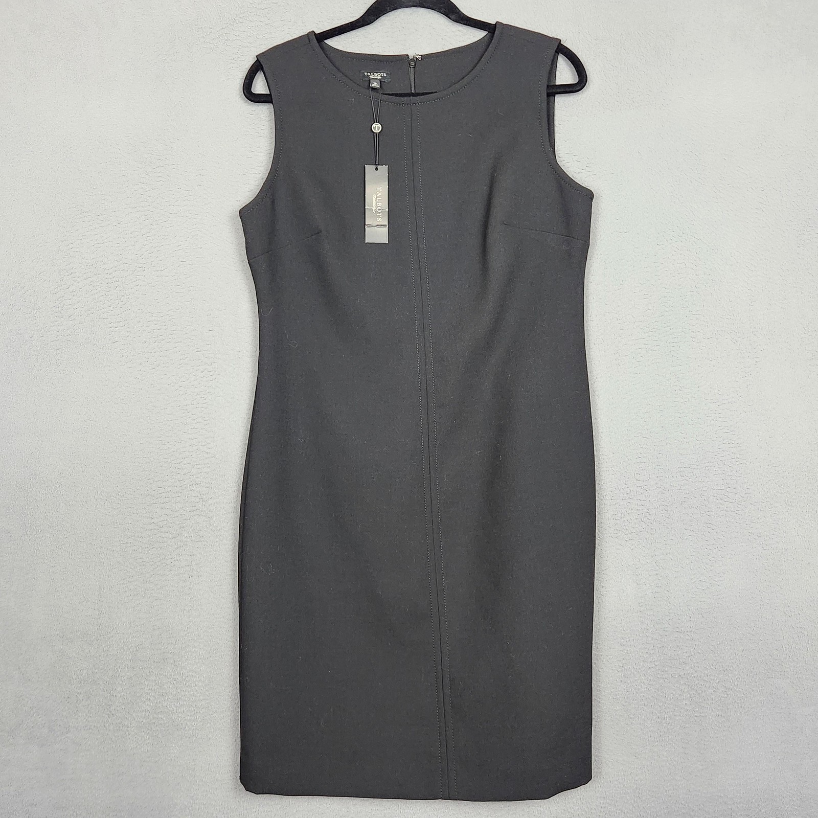 Talbots Dress Womens 10 Black Sleeveless Wool Blend Sheath Lined Office Career