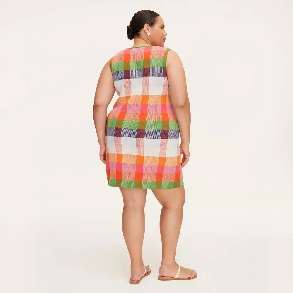 Kate Spade x Target Plaid Mini Sweater Dress Red Pink Green Blue Plaid Plus 3X