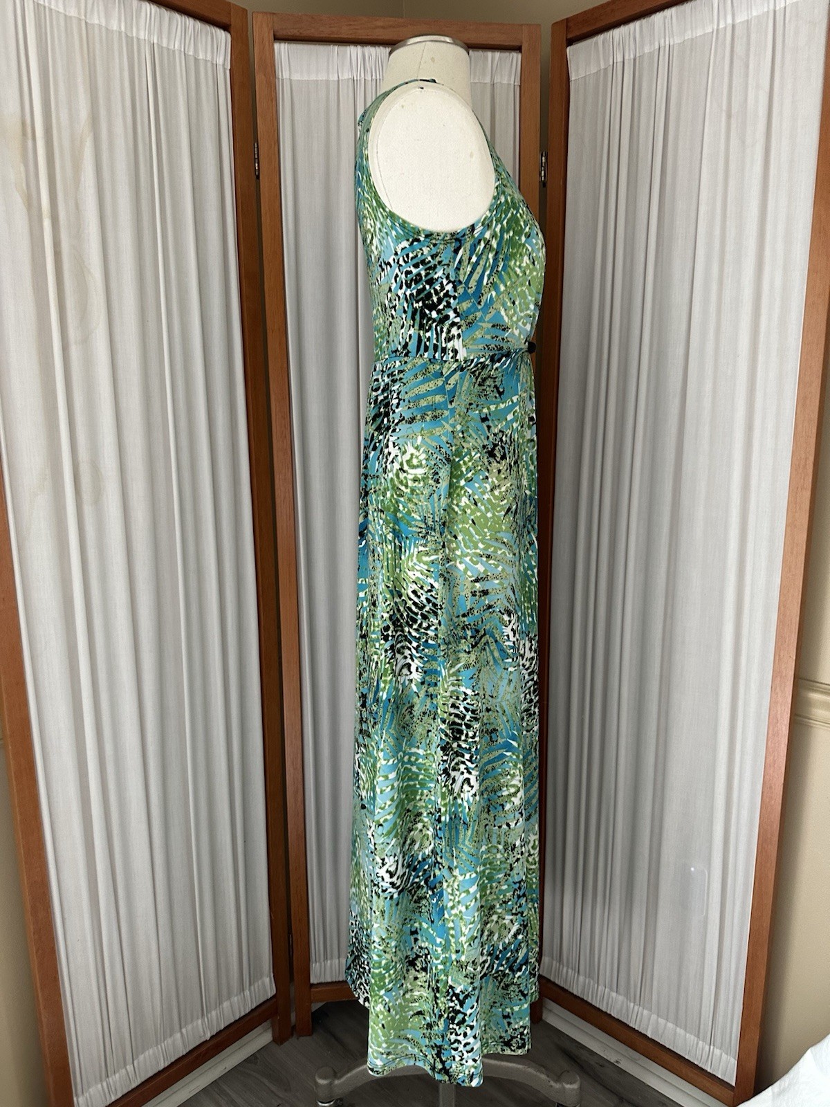 Elementz Sleeveless Stretchy Maxi Dress Feminine Classic Size S Tropical Beach