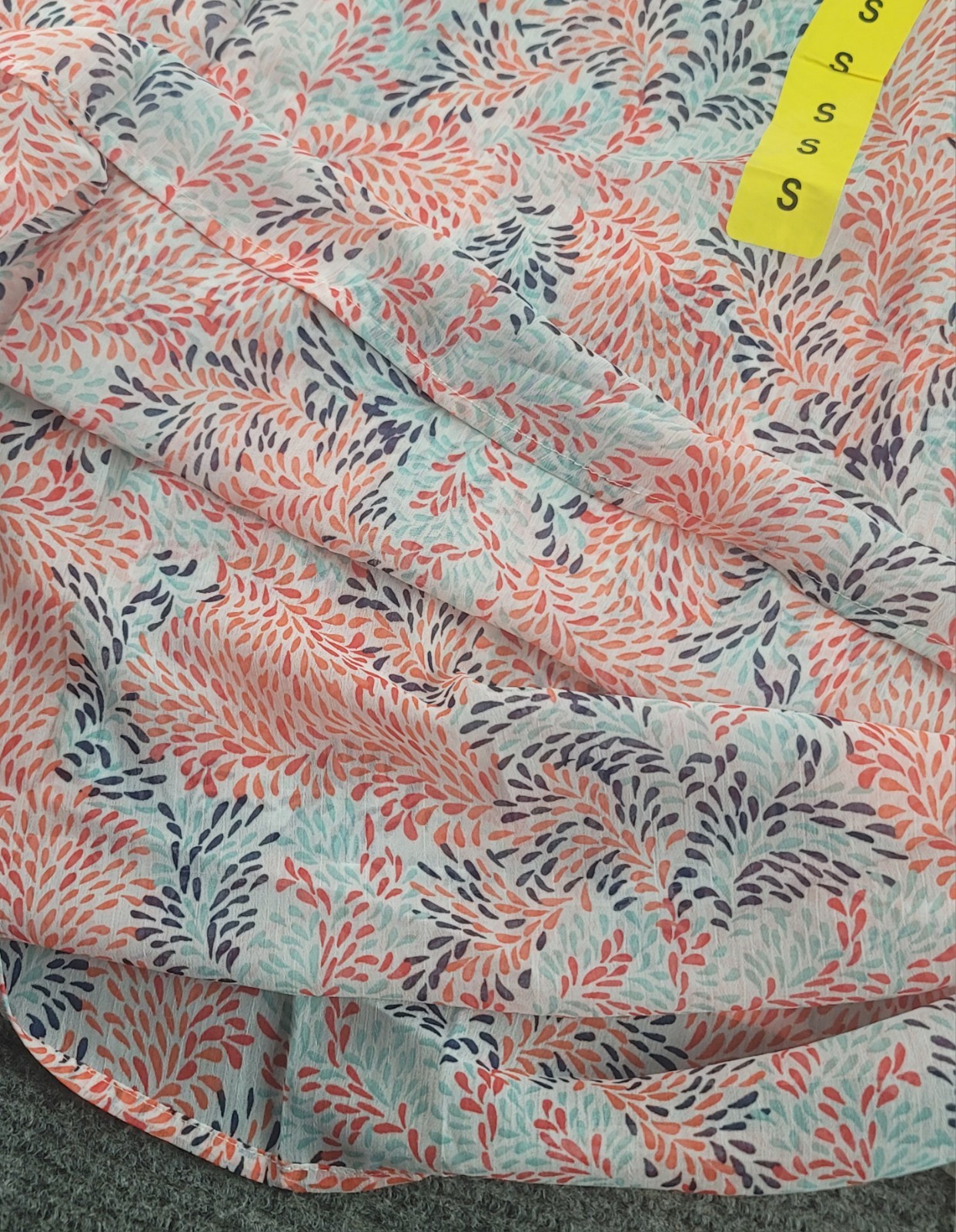 Fever White Orange Blue Petal Print Chiffon Sleeveless Layered Dress Size S