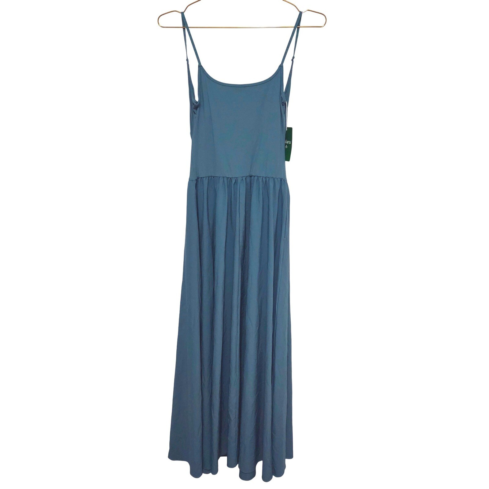 Halara Breezeful Backless Cut Out Maxi Dress Teal Blue XS NWT