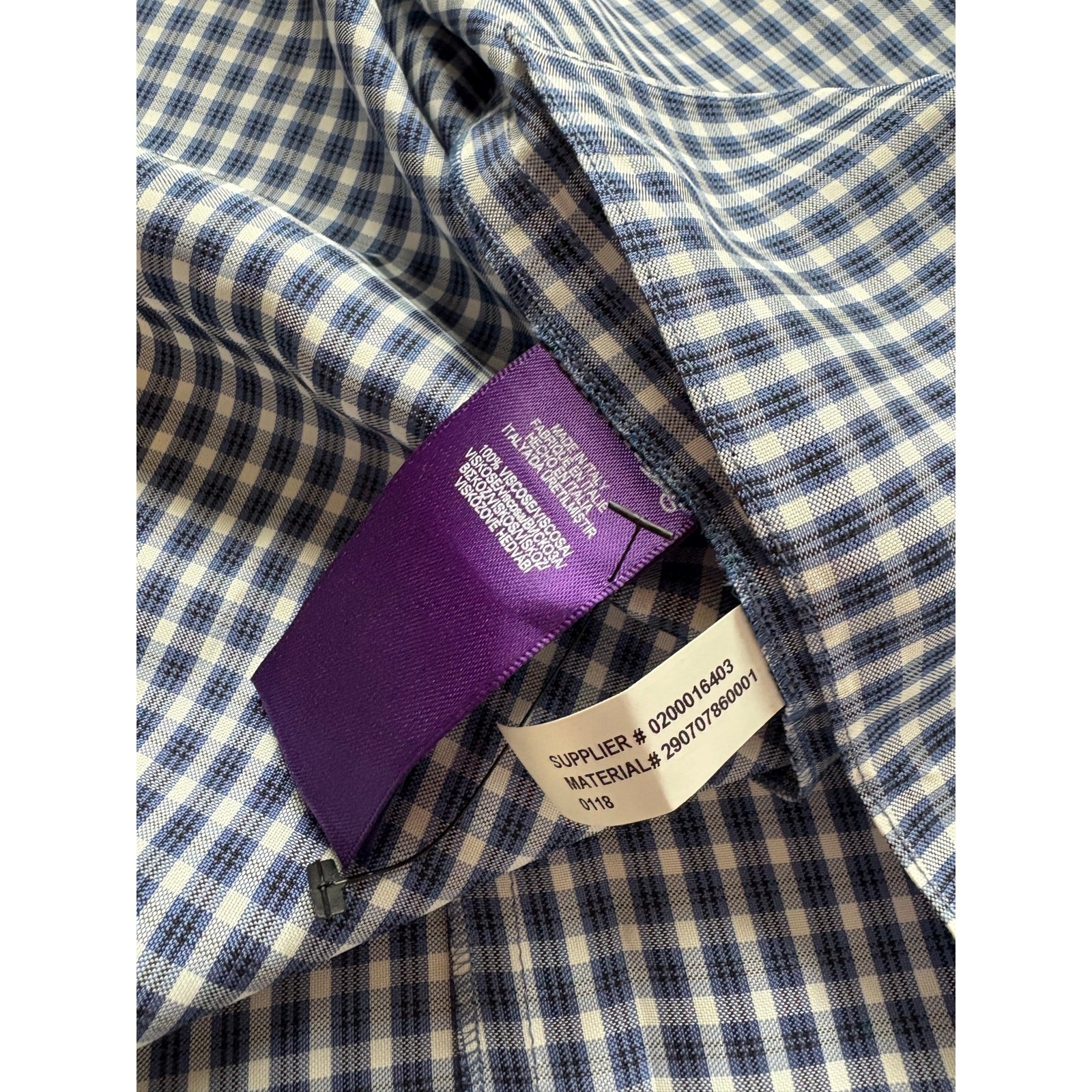 Ralph Lauren Collection Purple Label Gingham Oxford Tunic Blouse Shirt Dress 10