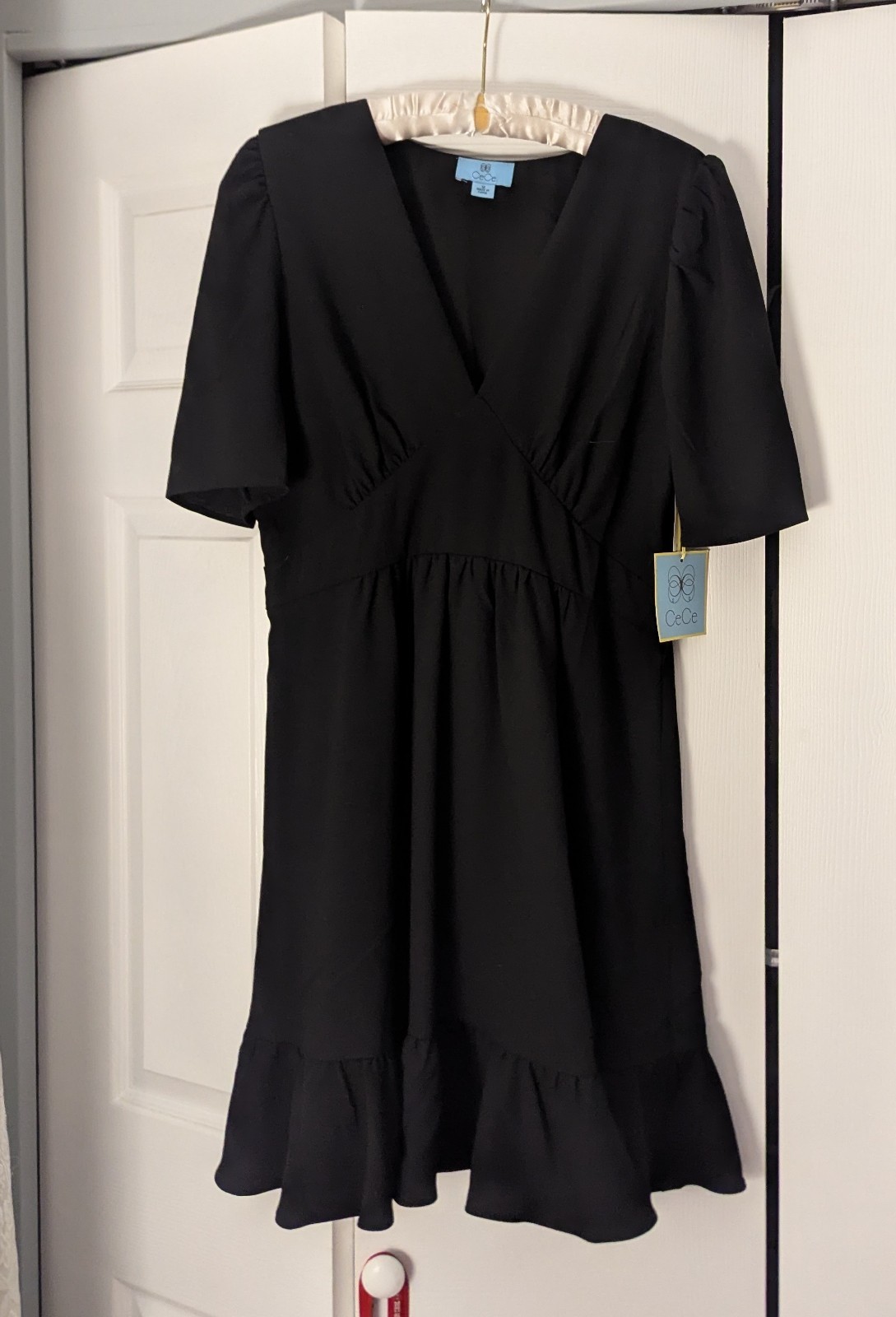 New CeCe Lush Black Shift Dress Size 12M NWT MSRP $99