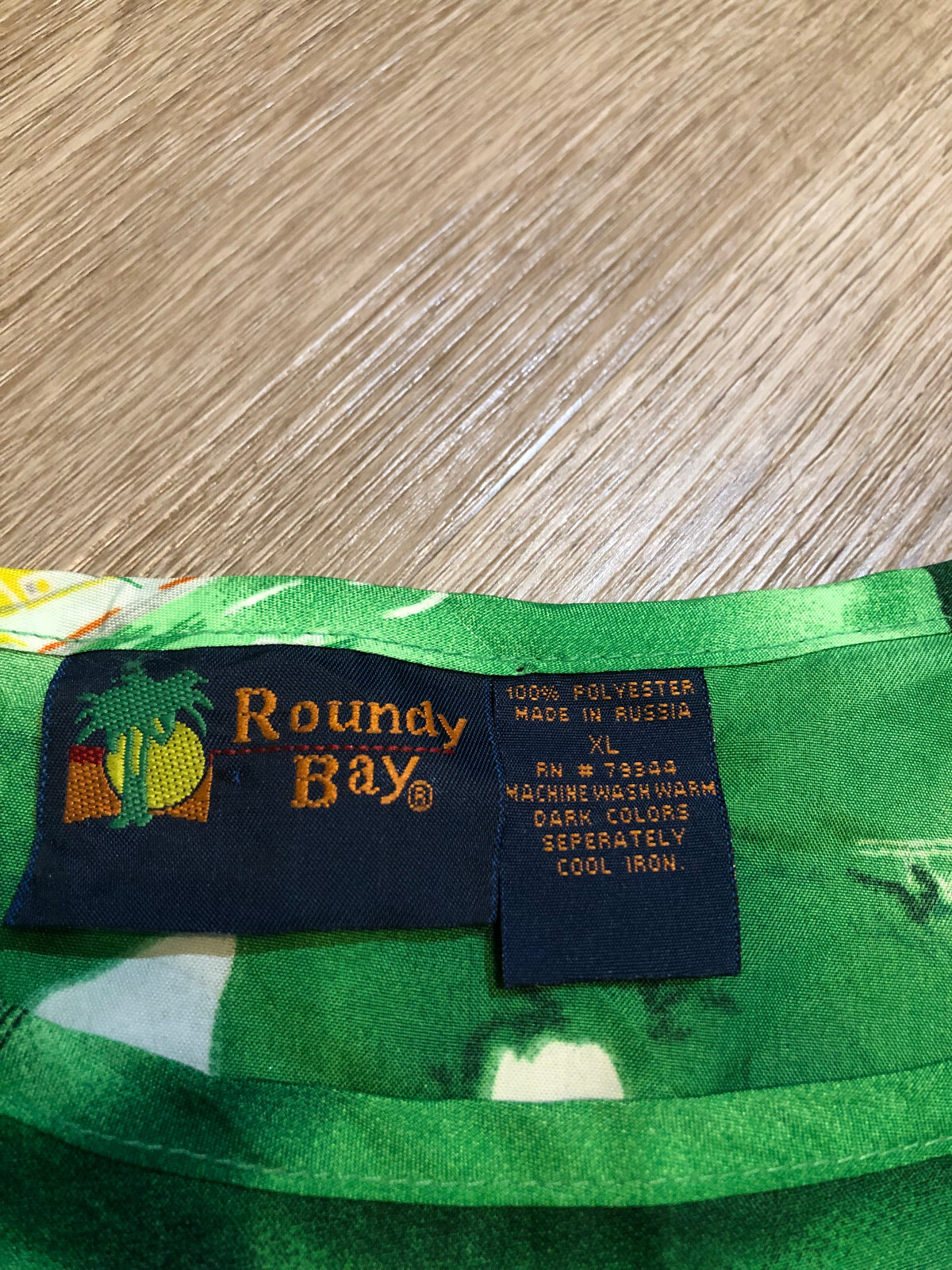 Roundy Bay Sleeveless Hawaiian Luau Dress 100% Polyester Green Palm Trees XL