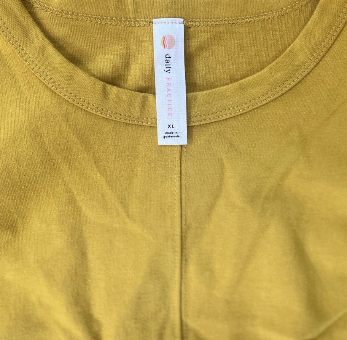 Daily Practice Field Day Gold Yellow Sinch Detail Crewneck Cotton T-Shirt Dress