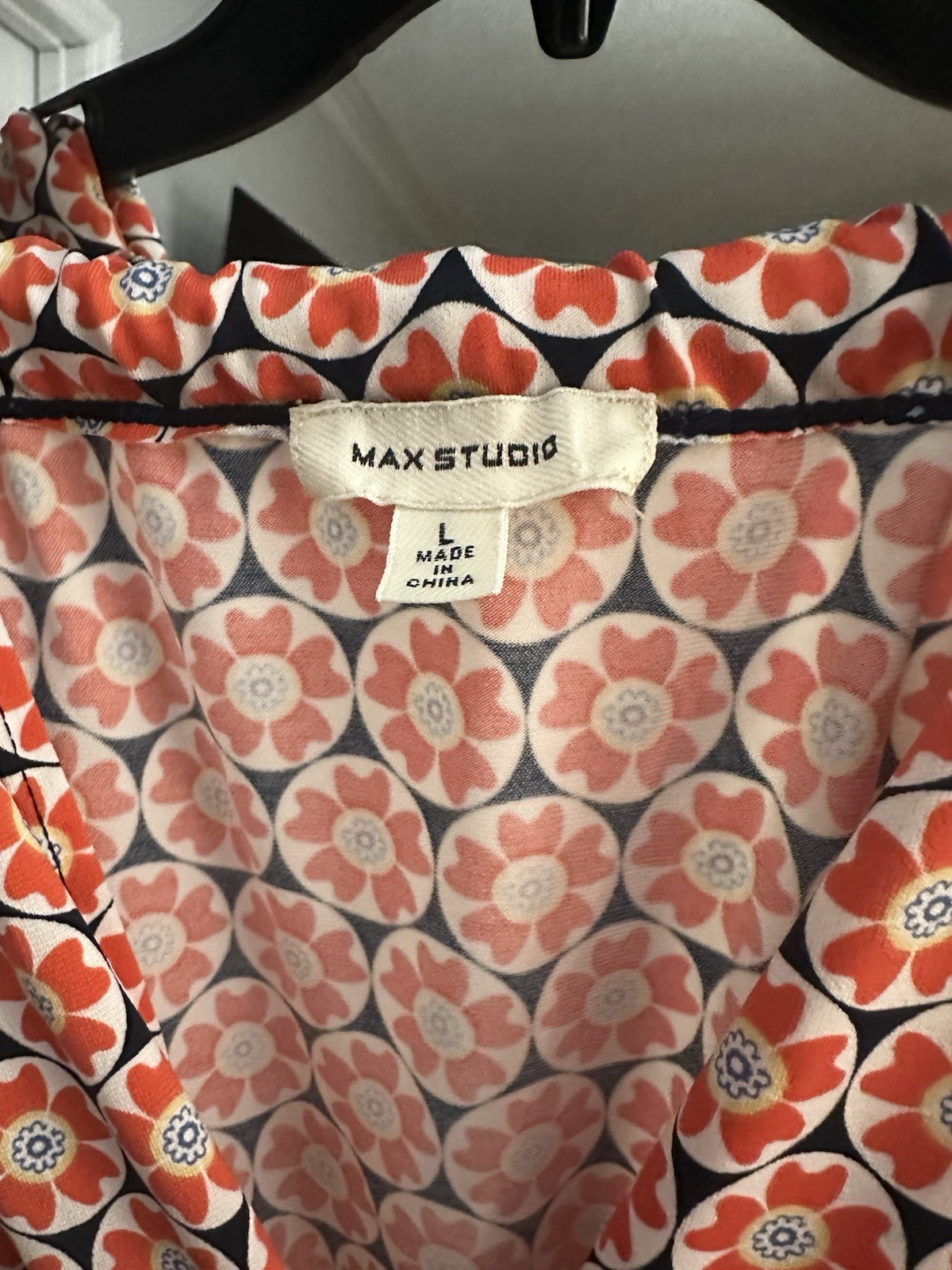 Max Studio Orange/Blue/White Sleeveless Round Neck Floral Knit Fit & Flare L