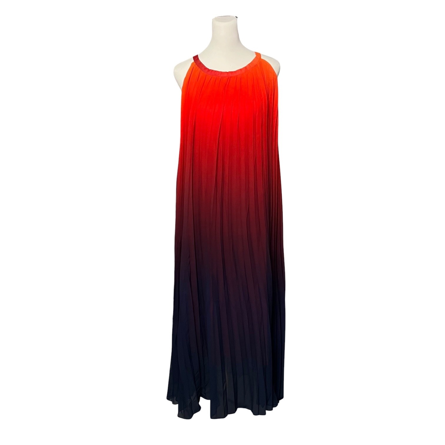 ChicWish Ombre Gradient Sunset Halter Pleated Maxi Dress Size M/L