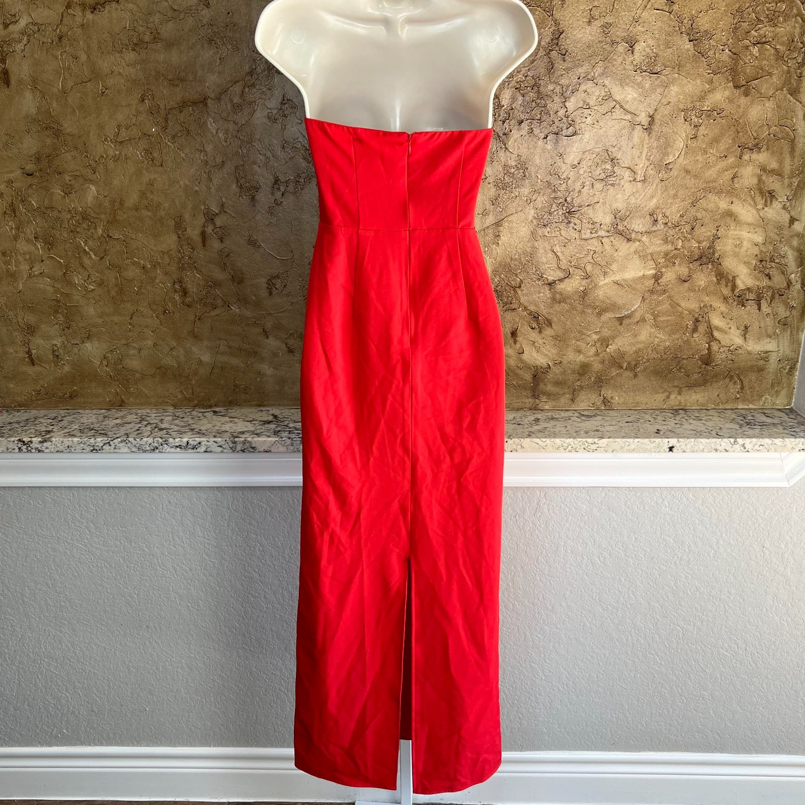 NWT Anthropologie Flat White Bow Midi Dress XS Strapless Formal Red Pink