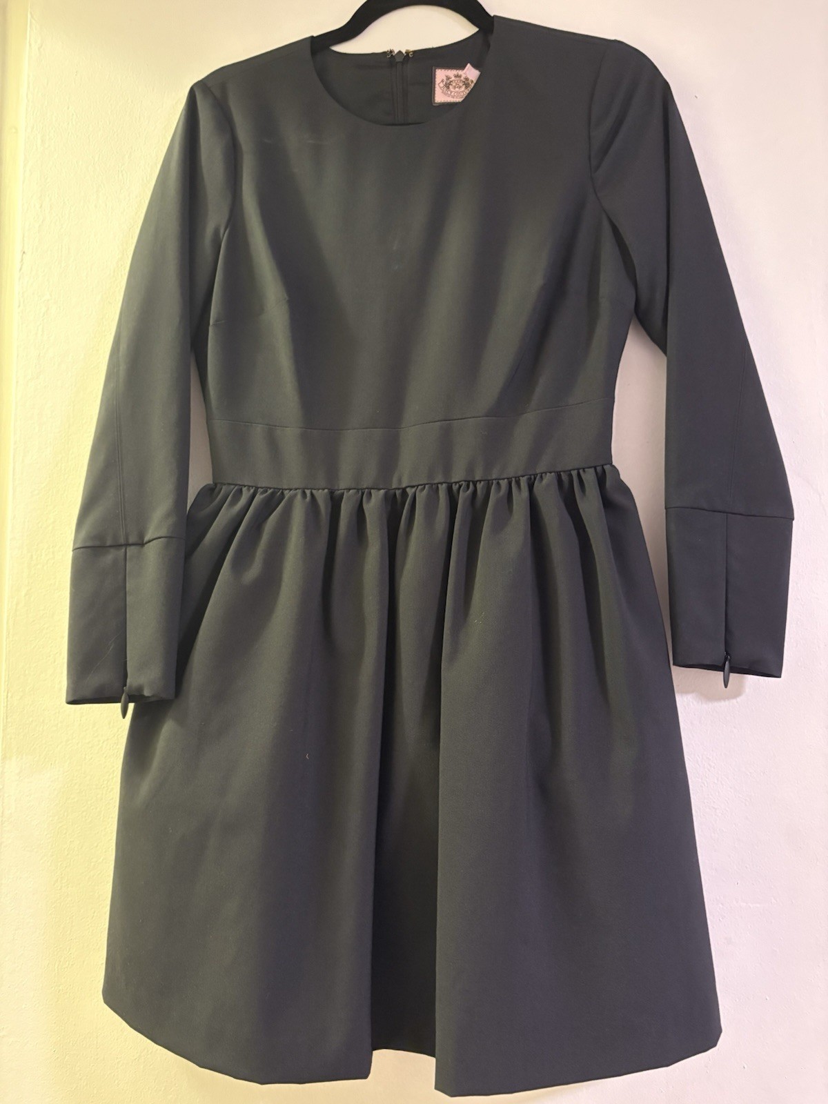 Vintage Juicy Couture Black Solid Round Neck Long Sleeve Fit & Flare Dress 6