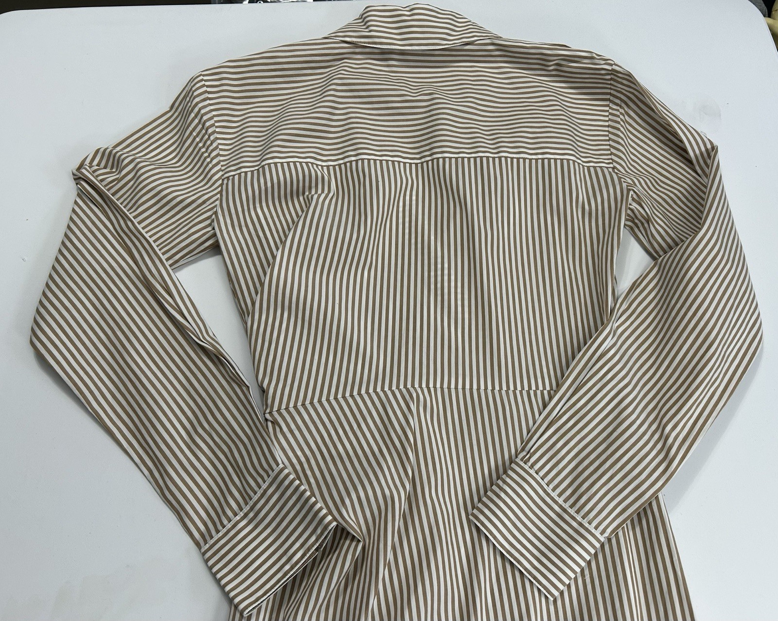 Veronica Beard Wright Striped Long-Sleeve Twist Waist Midi Shirtdress Sz 2