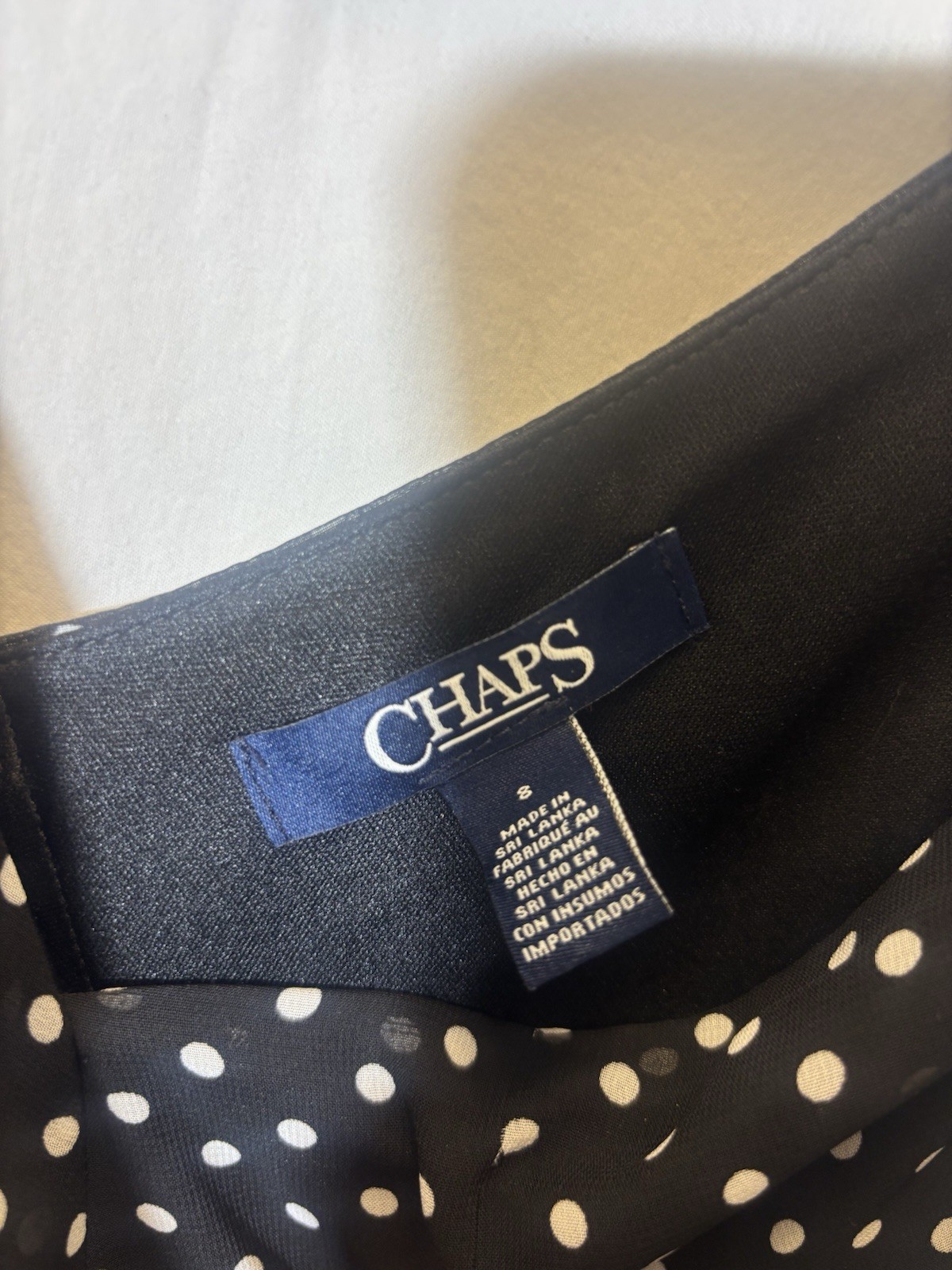 Chaps Dress Womens Medium Sleeveless Blue Polka Dot Size 8 HH19