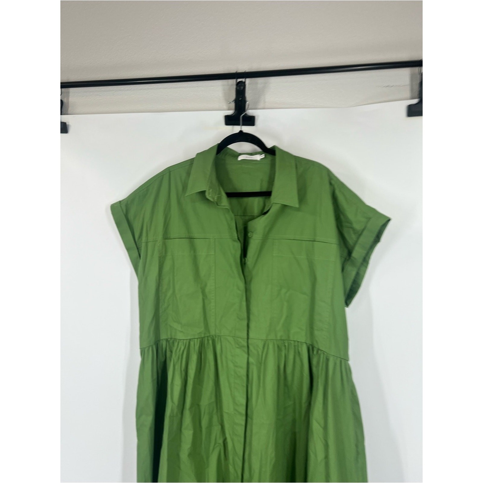 Maye Size 2XL Harper Button-Front Midi Shirt Dress Apple Green