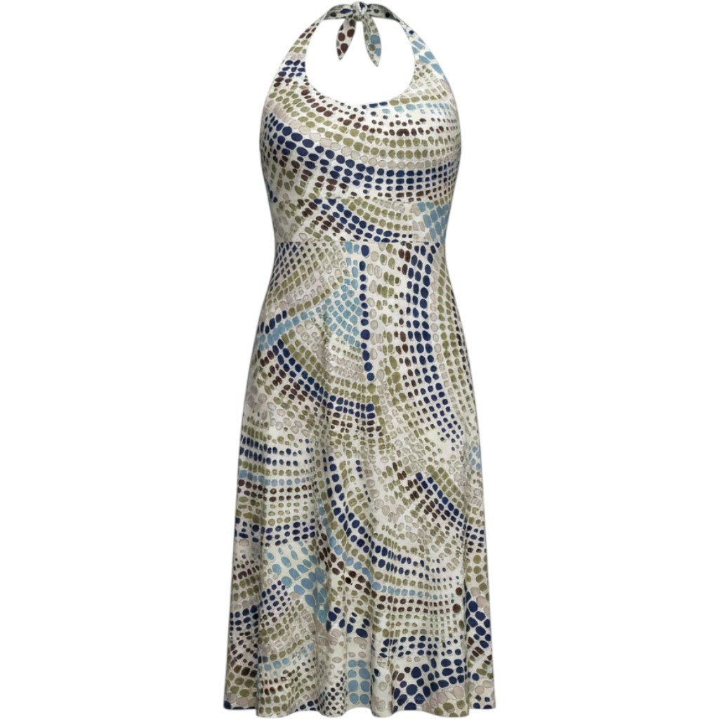 Y2K Retro Halter Dress Organic Cotton Abstract Boho Chic Mid-Aughts Medium