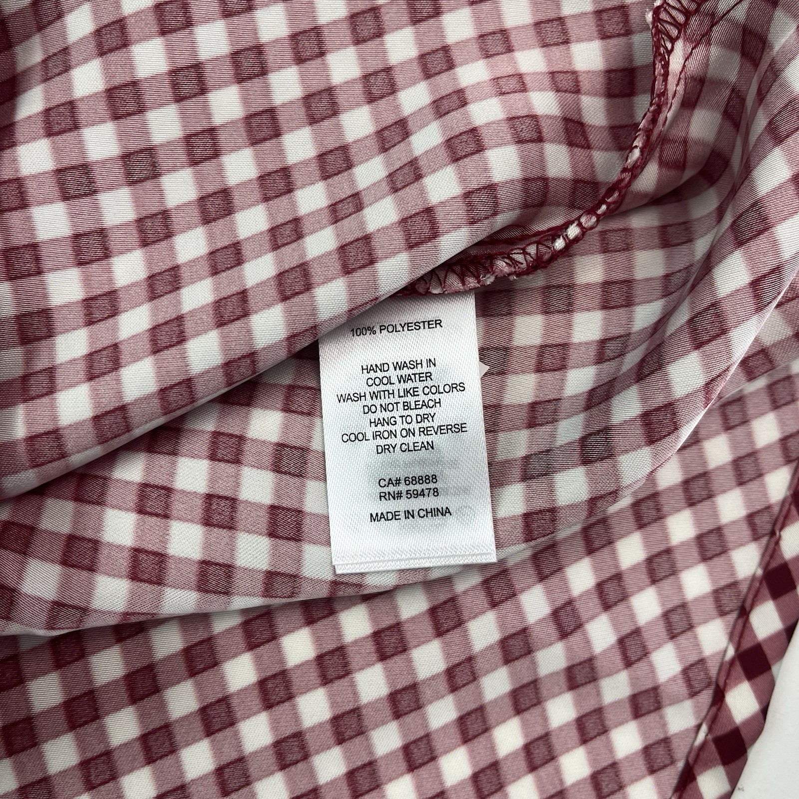Caroline Constas Burgundy Gingham Maxi Dress L Tie Shoulder Bias Euro Summer NWT
