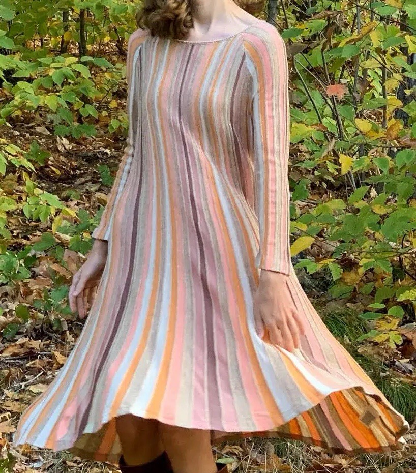 Anthropologie Moth Nora Swing Striped Wool Blend Dress – Large