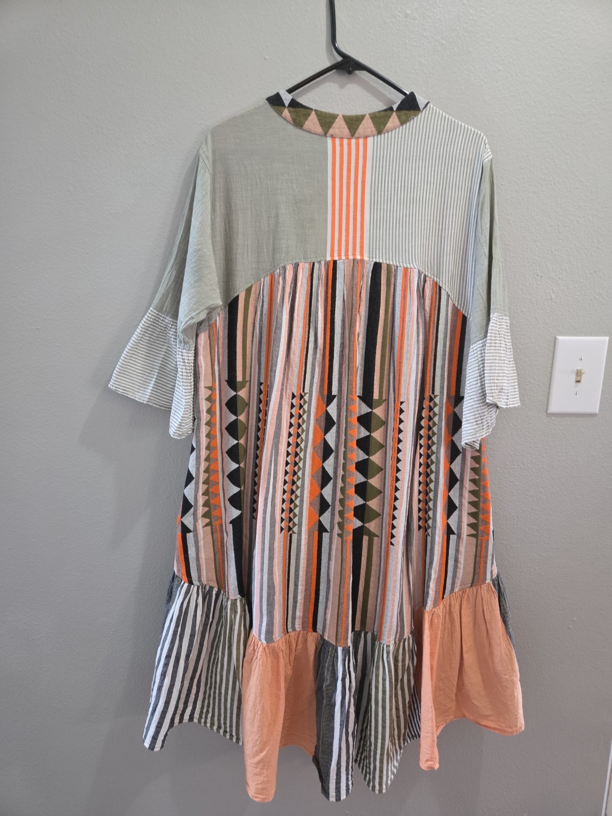 Devotion Twins Ella Orange Dress Anthropologie High Low Aztec Print Small Boho