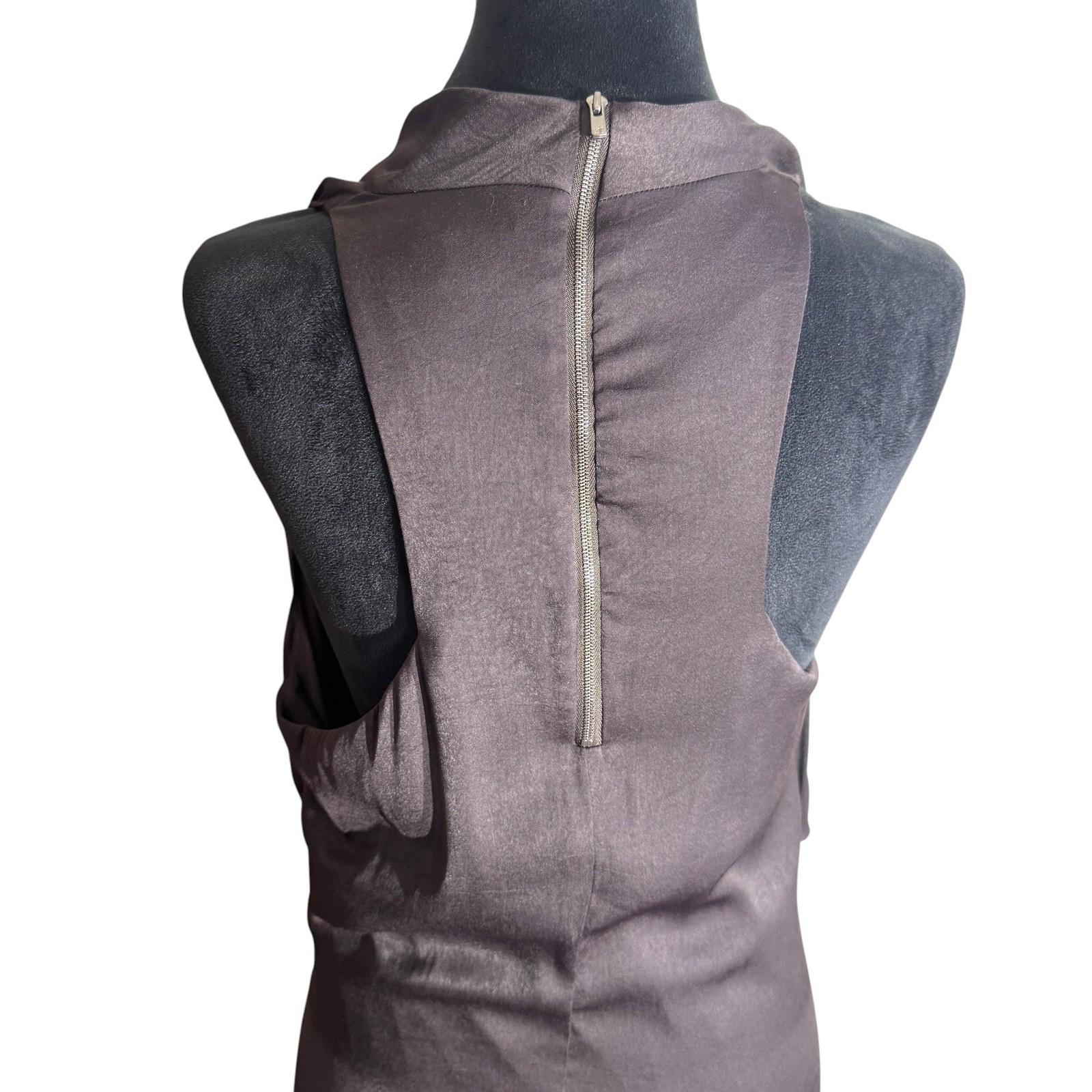 Helmut Lang Draped Cocktail Dress Womens 8 Grey Excellent Asymmetrical Belted