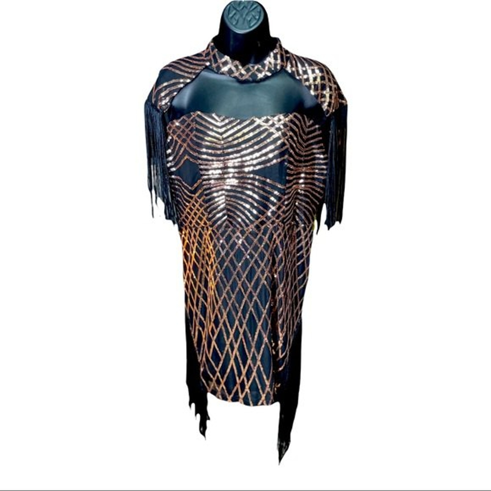 Sweet little black and copper formal mini dress NWOT