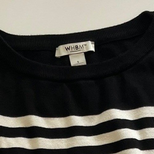 WHBM Striped Knit Blouson Sweater Dress Black White S