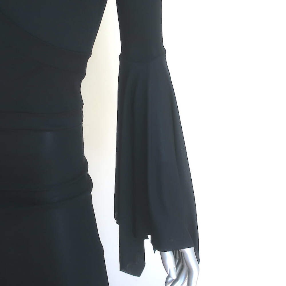 Vintage Yves Saint Laurent Tom Ford Bell Sleeve Dress Black Jersey Size Medium