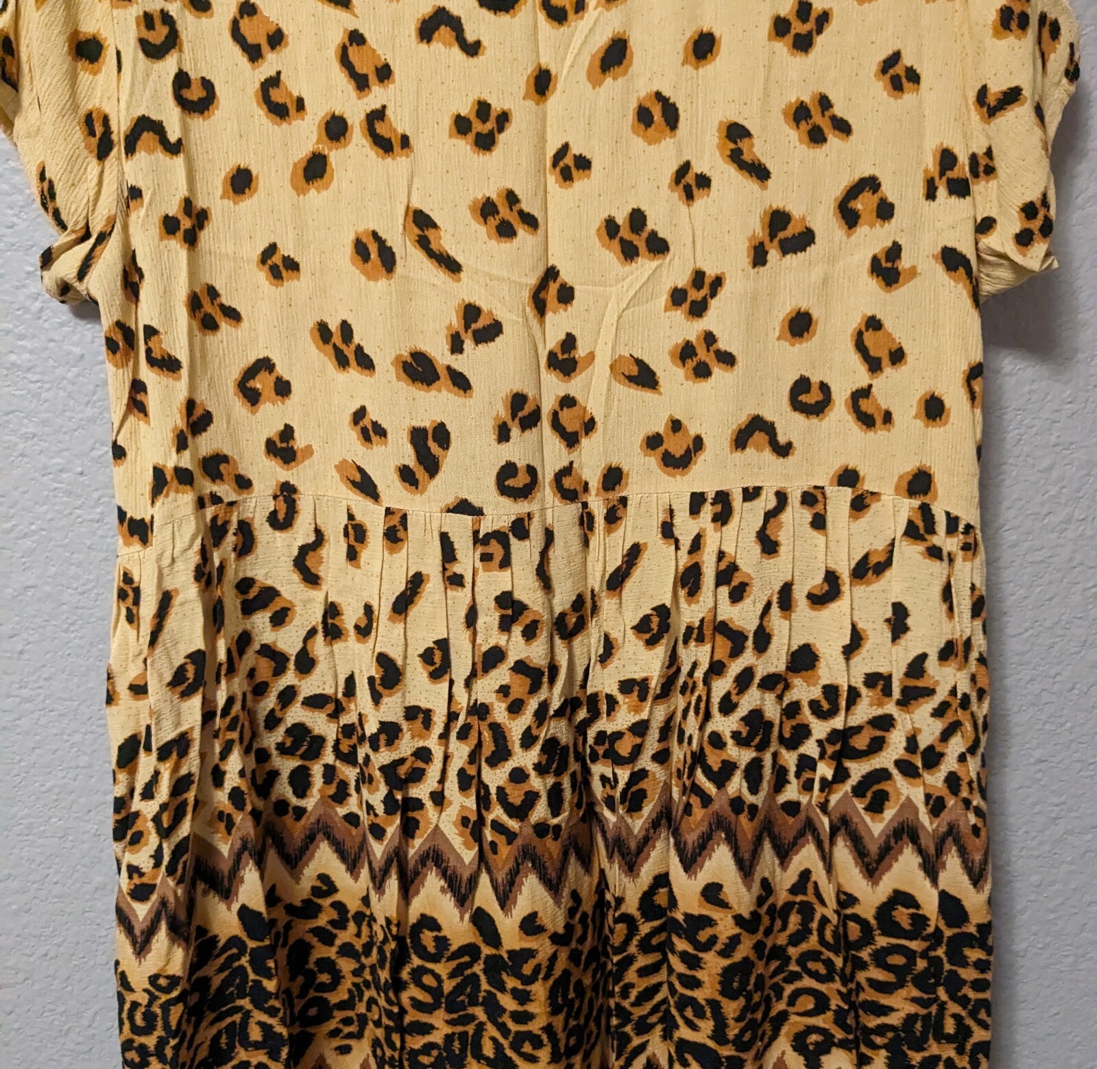 MinkPink Wild Things Mini Leopard Cheetah Boho Babydoll Dress Sz L