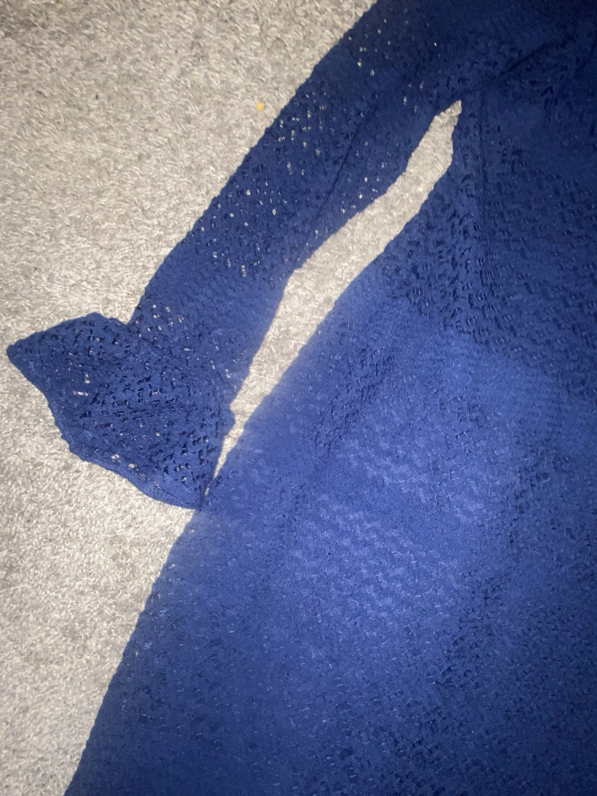 Adrianna Papell Blue Solid Lace Sheath Dress Round Neck Bell Sleeve Lined 14