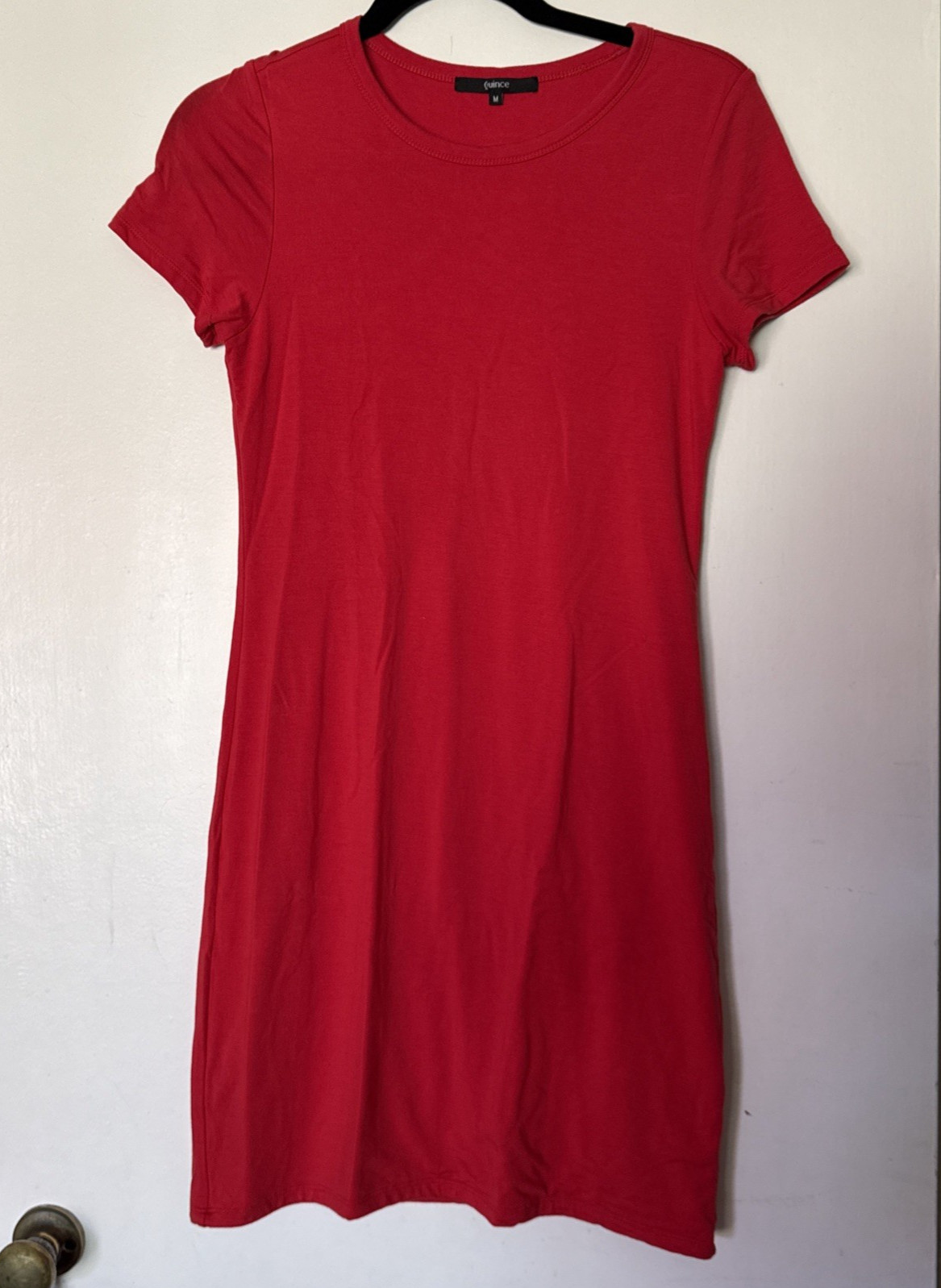 Quince T-Shirt Red Dress Med Women Tencel Lyocell Spandex Stretch bodycon