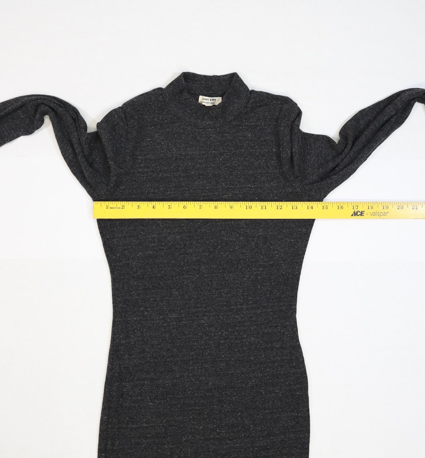 Heart & Hips Dress Womens Small Charcoal Gray Mock Neck Long Sleeve Bodycon