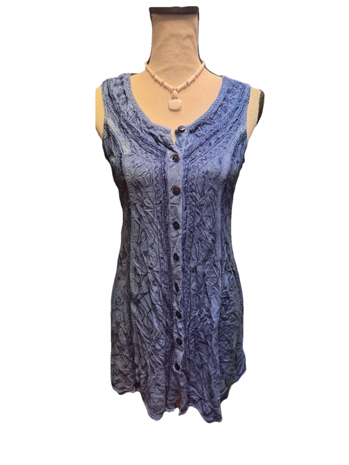 Y2K Whimsygoth Vintage My Choice Shift Midi Sleeveless Dress Boho XL Blue
