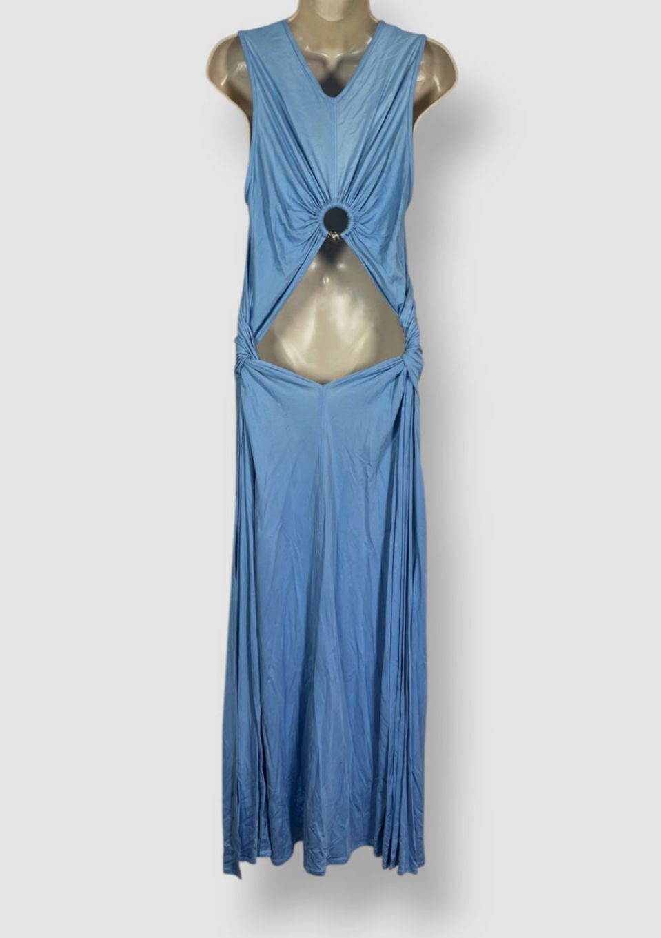 Bottega Veneta Women’s Blue Draped Sleeveless Maxi Dress Size 42