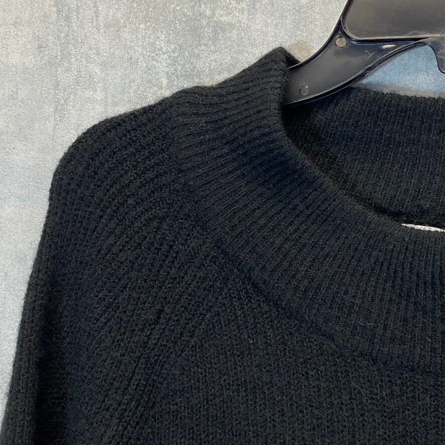 TOPSHOP Women’s Solid Black Crewneck Knit Mini Sweater Dress SZ 8-10 (M)