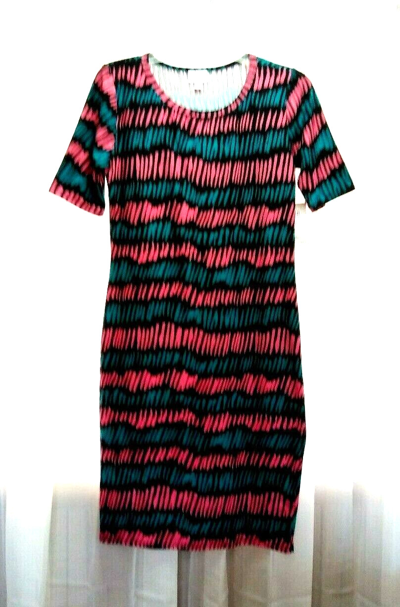 NEW WOMEN’S LULAROE JULIA MULTICOLOR SHORT SLEEVE PENCIL DRESS SIZE S NWT