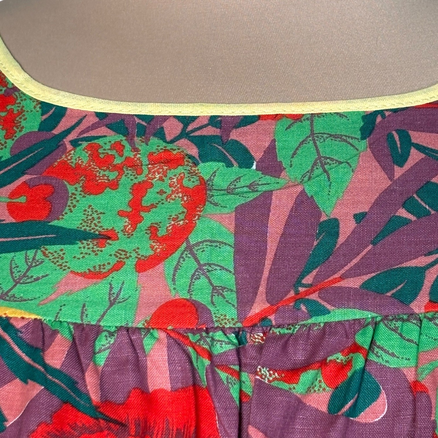 Vintage Tropical Fruit Floral House Dress Large Muumuu Pineapple Resort Wear