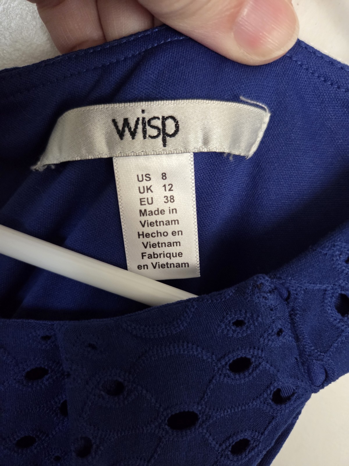 Wisp Royal Blue Halter Eyelet A-Line Knee Length Shift/Sheath Dress 8
