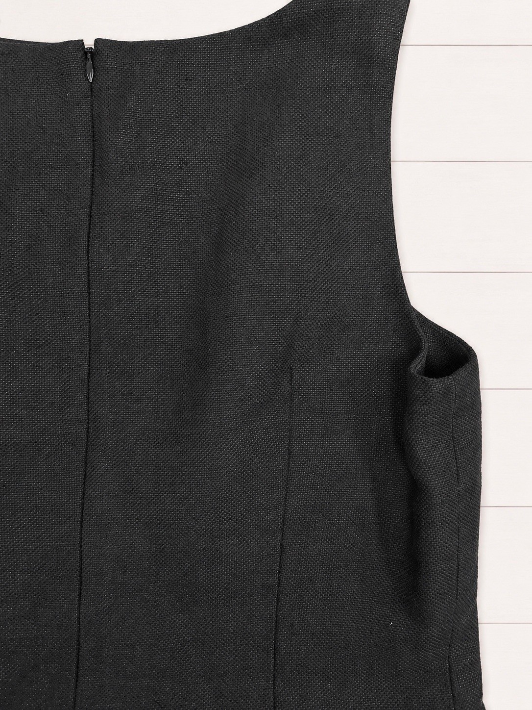 Jack Rogers Black Solid Shift Dress Scoop Neck Sleeveless Lace Hem Zip Back 10