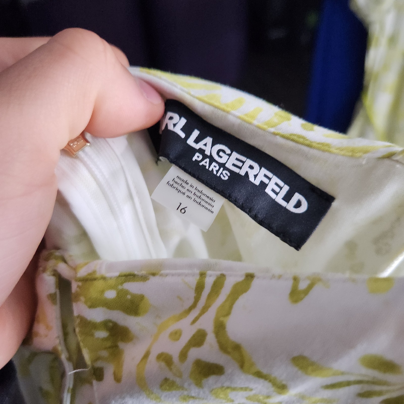 Karl Lagerfeld Square Neck Maxi Dress Rope Belt Floral Green Womens 16 NWT