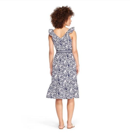 Vineyard Vines x Target Sun Dress sz 2X Sleeveless Blue White Rough Seas w Belt