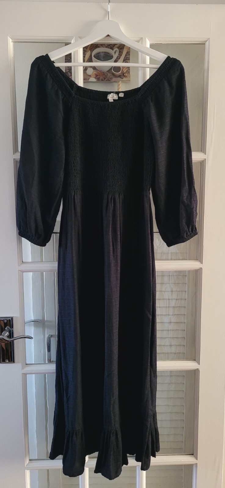 FAT FACE Adele Shirred Black Midi Dress. Size UK 12 Regular . *perfect* RRP £69