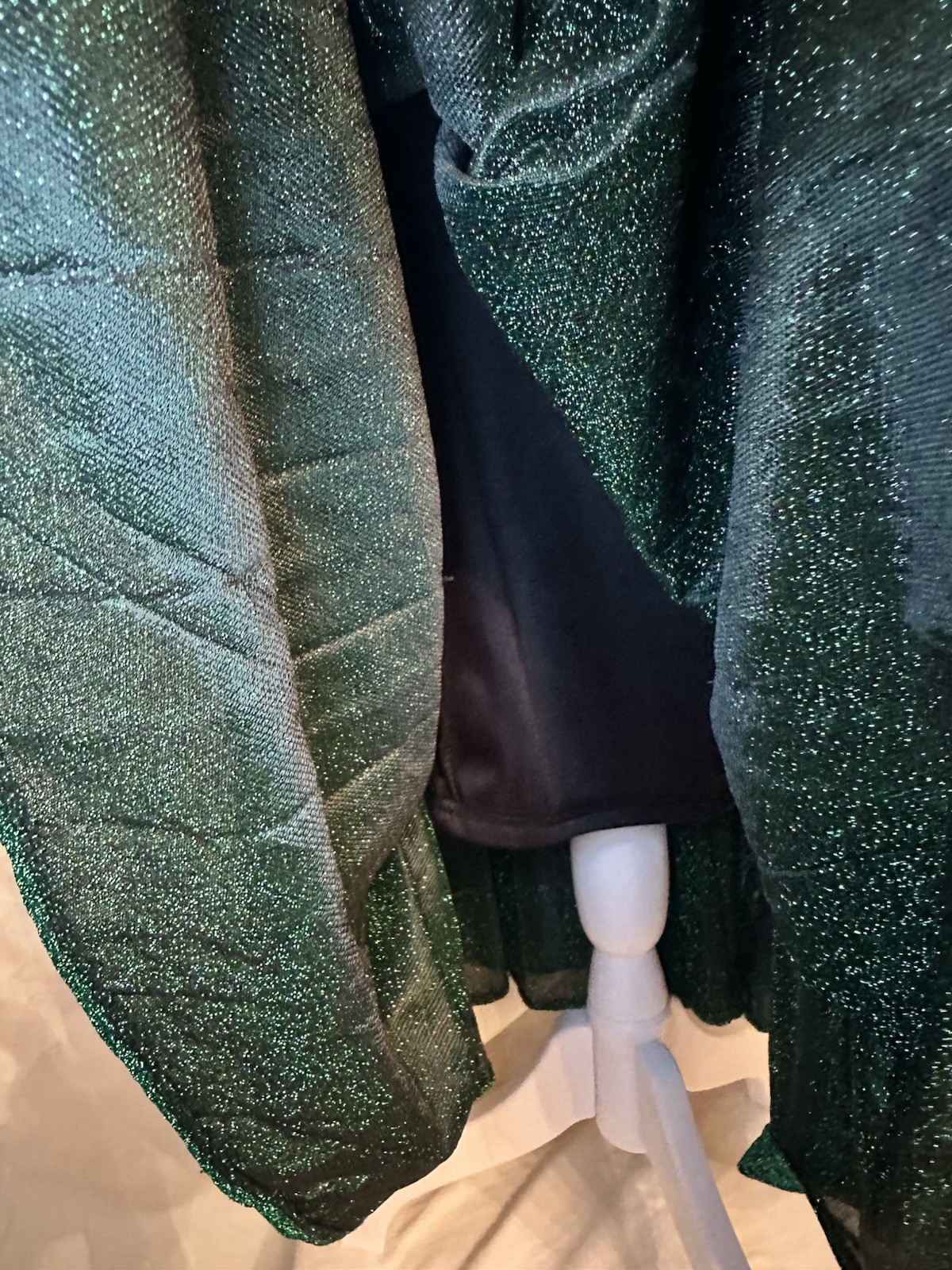 Alcoolique Green Glitter Lurex V-Neck Long Sleeve Maxi Dress Women’s 42