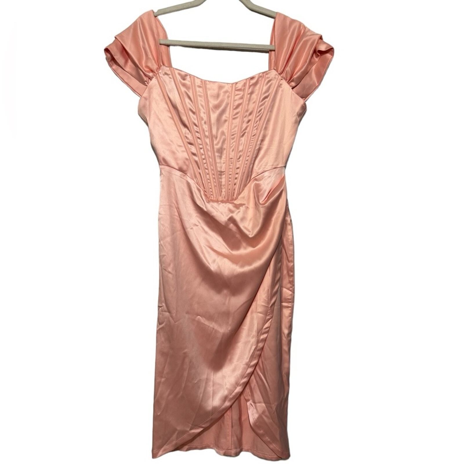 Rosedress NWT Pink Peach Satin Corset Princess Pencil Dress Women s Size Large