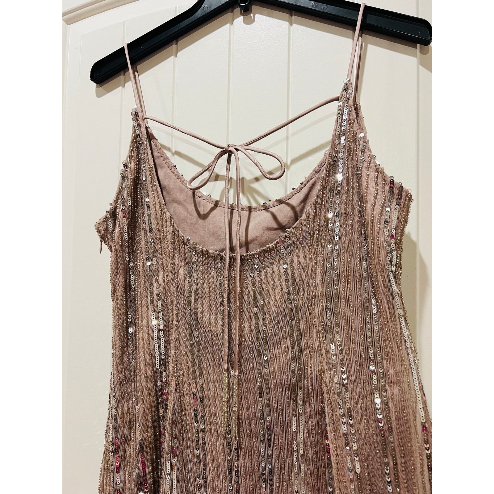 NWT❤️Anthro MAEVE SEQUIN STRAPPY BEADED-FRINGE MINI DRESS sz10