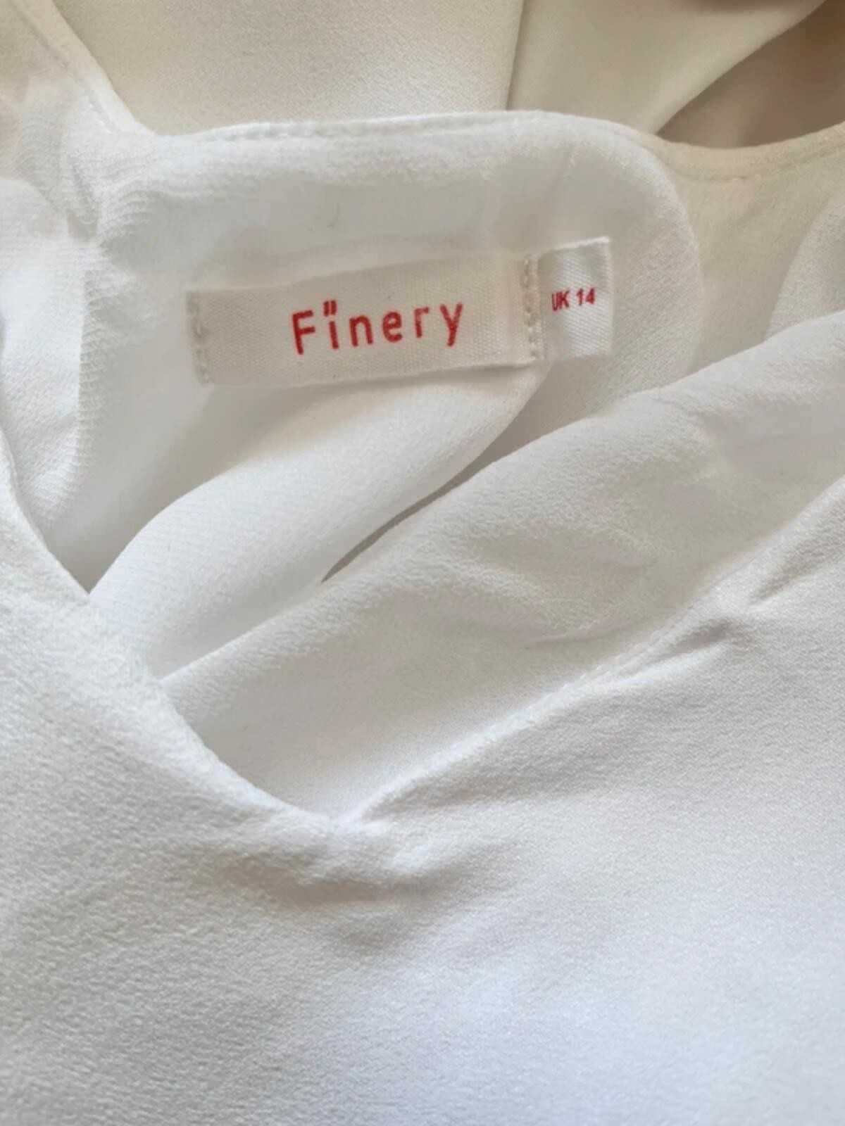 Finery White Layered Viscose Slip Midi Dress – Size UK 14