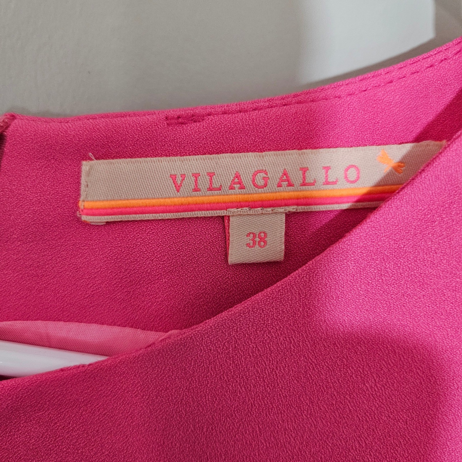 Vilagallo Pink Keyhole Tie Sleeve Shift Dress Made in Spain Size 38